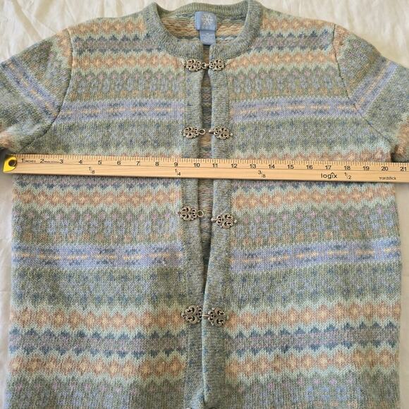 Vintage Frost Lambs Wool Cardigan Sweater M Nordic Fair Isle Hook Cottagecore - Picture 3 of 7